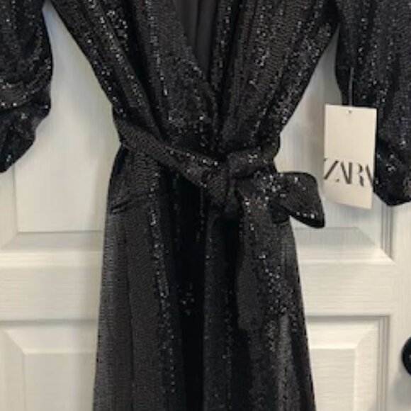 ZARA Black Sequin dress - NEW Small - Picture 6 of 6